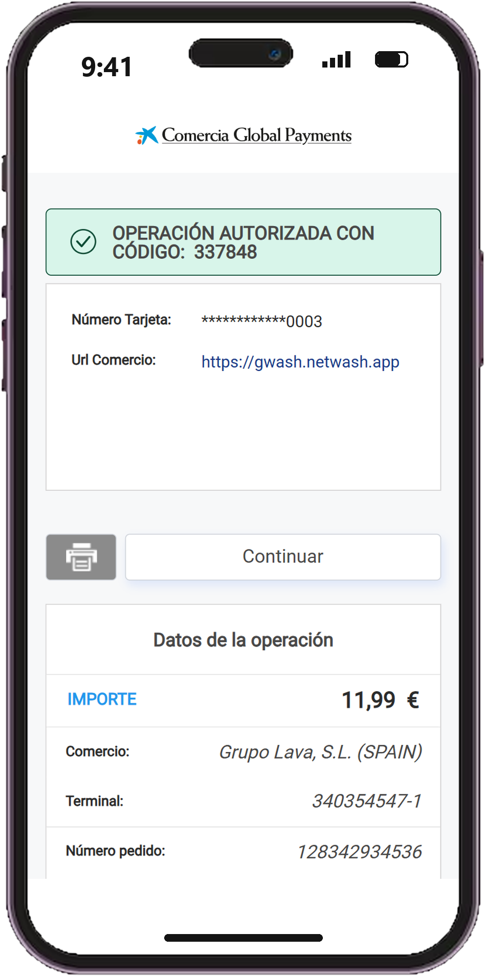 Paso 3: pago autorizado en la pasarela